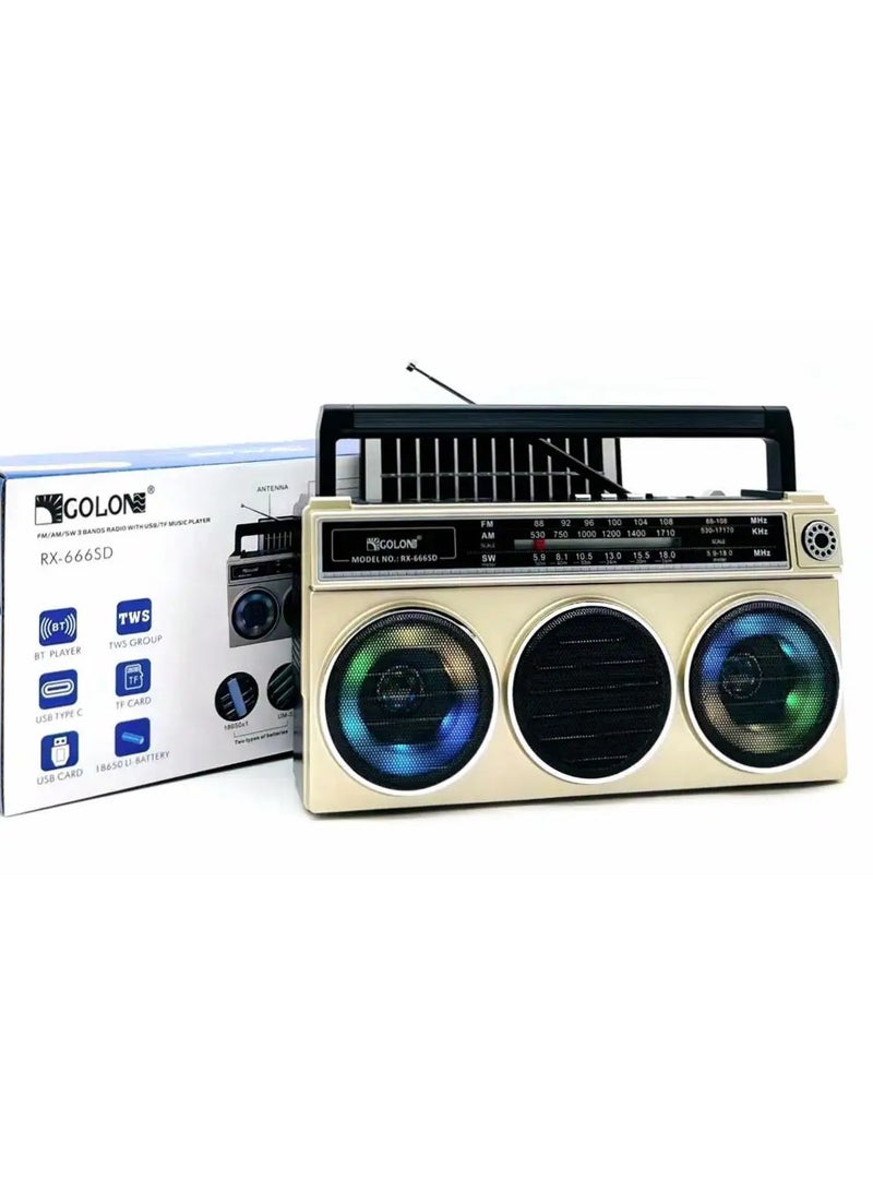 Golon RX-666SD Portable Stereo Radio Wireless Speaker - Image 1