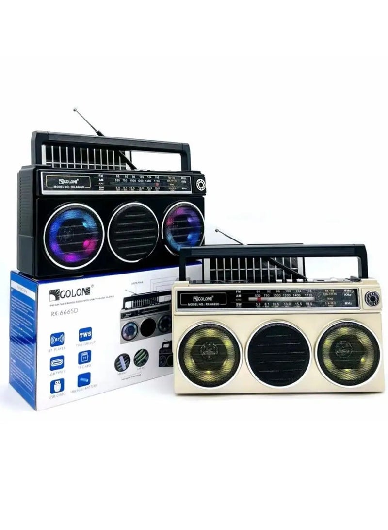 Golon RX-666SD Portable Stereo Radio Wireless Speaker - Image 5