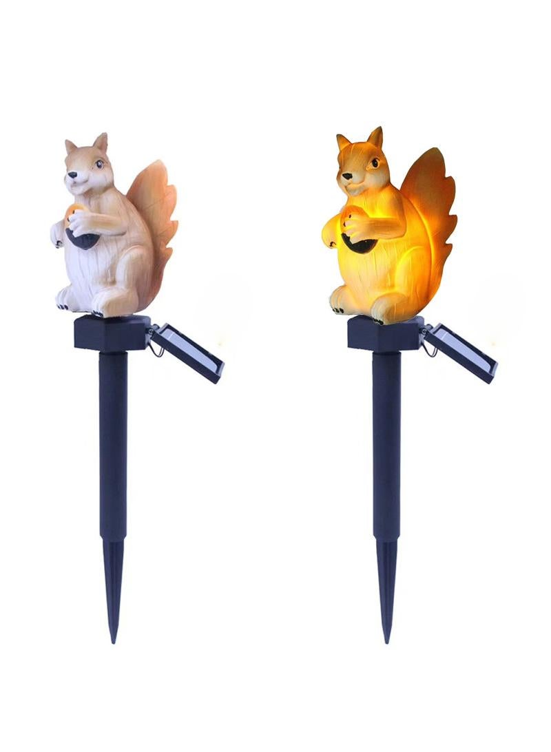 2 Pieces Squirrel Shaped Solar LED Lights Effect Garden Light Auto On OR Off Dust To Dawn Outdoor Waterproof Landscape Decoration Solar Powered Security Torch Light - Image 1