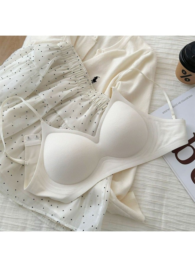 Traceless Sports Underwear Women's One-piece Fixed Cup Small Chest Push-up Large Caricature Chest No Steel Ring Thin Shoulder Bra