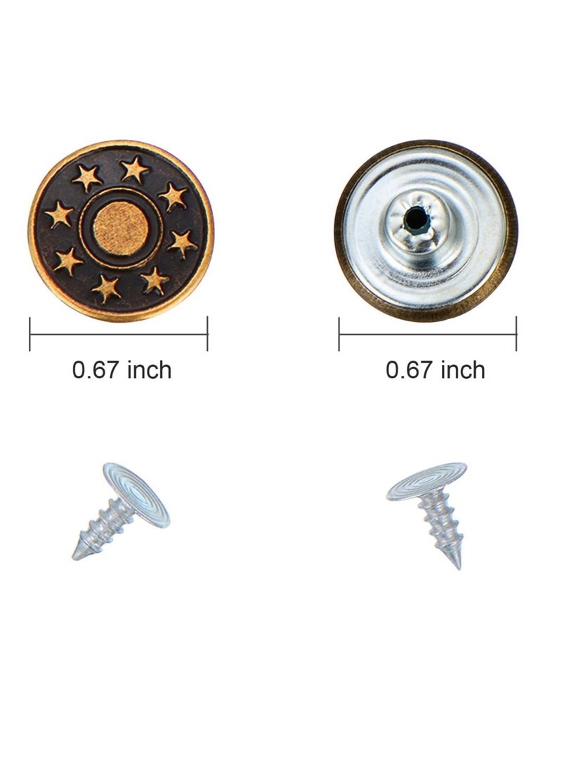 SUNSAR 40 Sets Jeans Buttons Metal Button Snap Buttons Replacement Kit with Rivets, Plastic Storage Box - Image 2