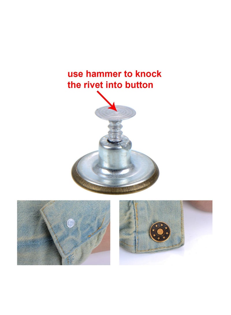 SUNSAR 40 Sets Jeans Buttons Metal Button Snap Buttons Replacement Kit with Rivets, Plastic Storage Box - Image 3