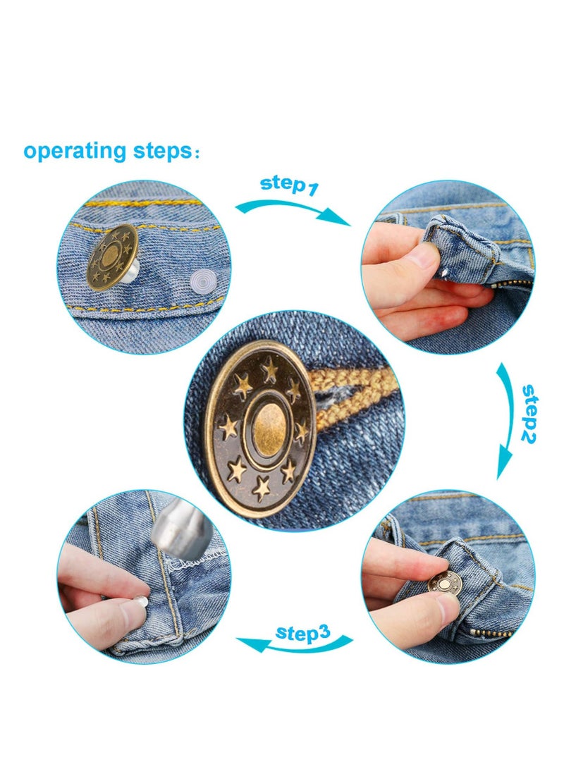 SUNSAR 40 Sets Jeans Buttons Metal Button Snap Buttons Replacement Kit with Rivets, Plastic Storage Box - Image 4