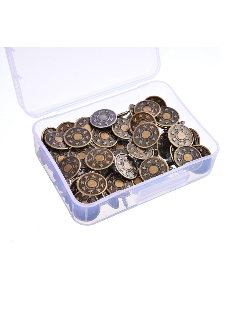 SUNSAR 40 Sets Jeans Buttons Metal Button Snap Buttons Replacement Kit with Rivets, Plastic Storage Box - Image 5