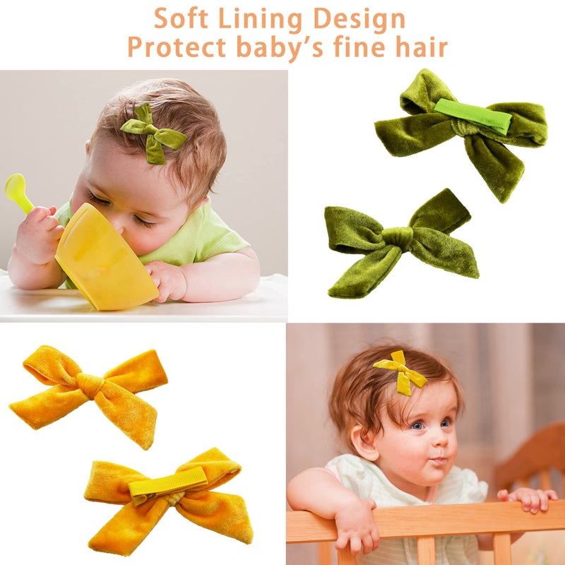 Yxiang 24PCS Velvet Hair Clips and Barrettes for Baby Girls, 4 inches Hair Bows Fully Lined Non Slip Barrettes Christmas Hair Accessories for Toddler Kid Little Girl (12 Pairs) - Image 5