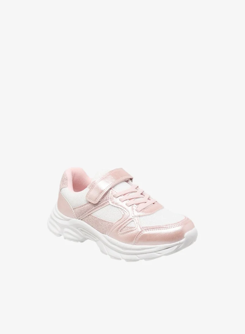 سيليست Girls' Panelled Sneakers with Hook and Loop Closure Ramadan Collection