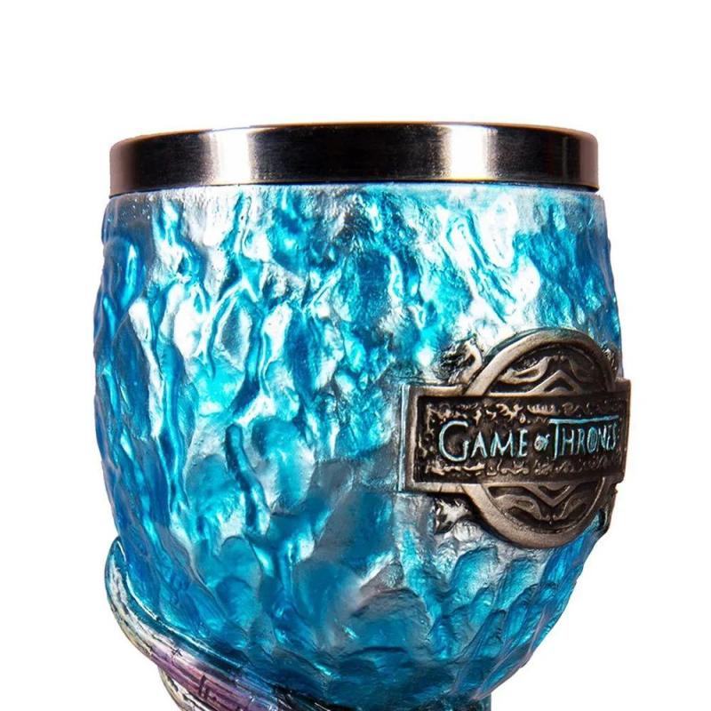 Game of Thrones Fantasy Chalice 200ml Rich Blue Polyresin Dragon Shaped Stem - Stainless Steel Collector's Item for Wine Champagne - Image 5