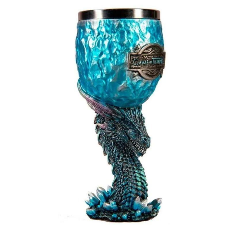 Game of Thrones Fantasy Chalice 200ml Rich Blue Polyresin Dragon Shaped Stem - Stainless Steel Collector's Item for Wine Champagne - Image 4