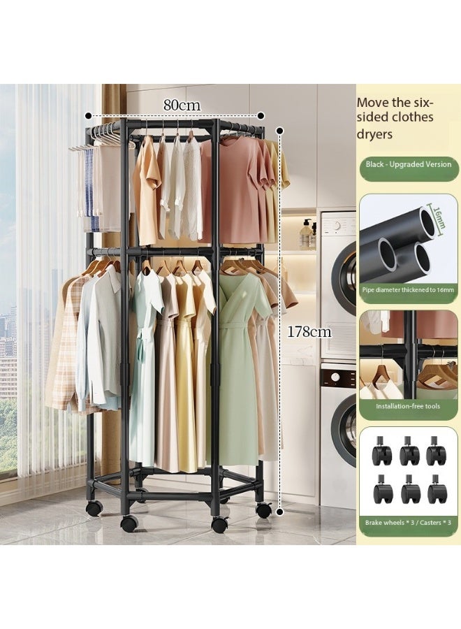 Sisily 360° Hexagonal Rotating Freestanding Garment Rack - Portable Indoor Clothes Drying Rack, Multifunctional Clothing Organizer - Image 5