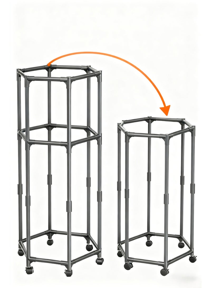 Sisily 360° Hexagonal Rotating Freestanding Garment Rack - Portable Indoor Clothes Drying Rack, Multifunctional Clothing Organizer - Image 2