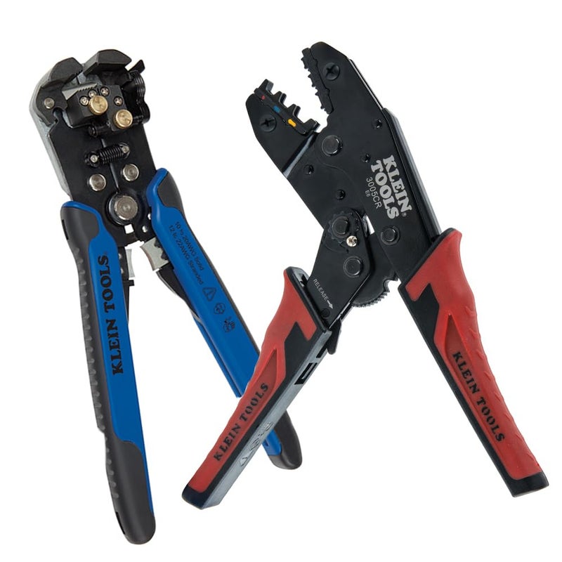 Klein Tools 80013 Wire Stripper / Ratcheting Crimper, Tool Kit with Automatic Wire Stripper and Ratcheting Insulated Terminal Crimper, 2-Piece - Image 1