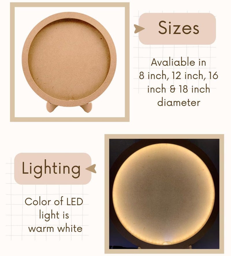 Eoast Wooden Light Board for DIY Moon Texture Artwork Dot Mandala Creative Art Projects Available in 8 12 16 and 18 Sizes Gift for Artists Kids and Hobbyists Ideal for Painting Crafting and Gifting - Image 4