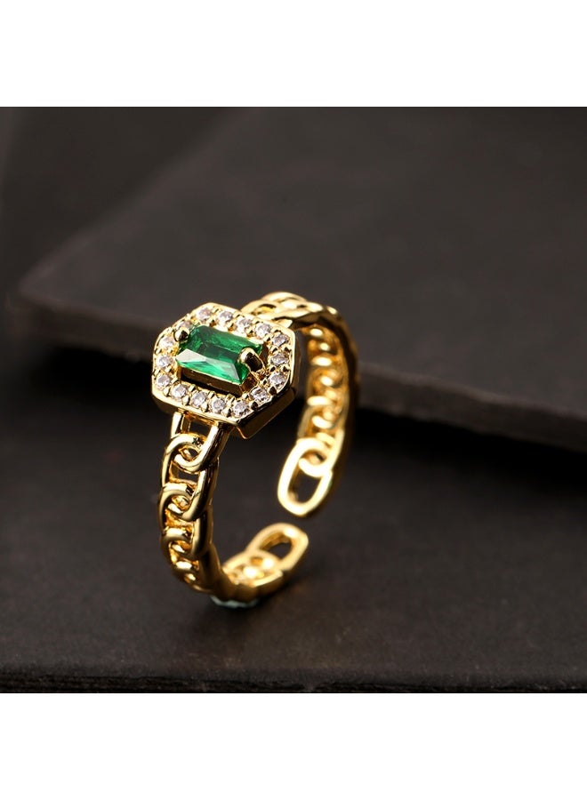 Mark Fairwhale Vintage Grandmother Green Gemstone Ring 