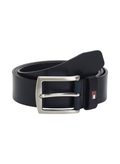 TOMMY HILFIGER Men's Denton Flag Keeper Leather Belt - Leather, Blue 