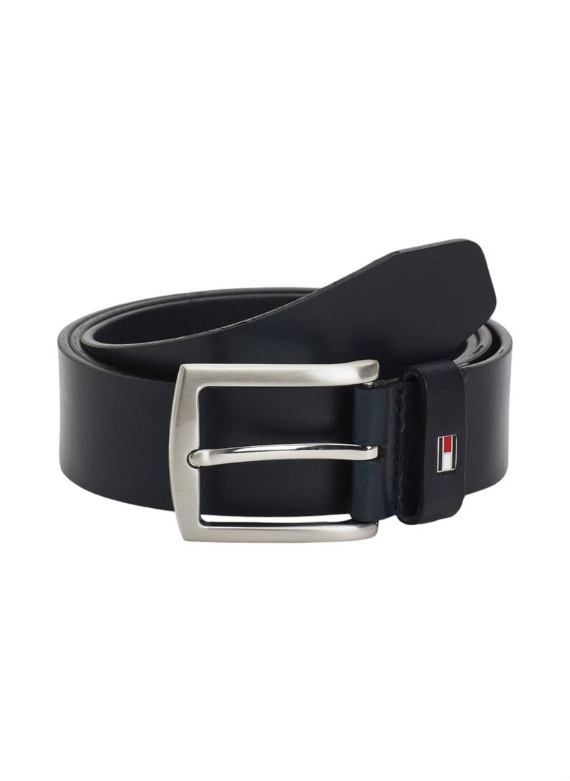 TOMMY HILFIGER Men's Denton Flag Keeper Leather Belt - Leather, Blue 