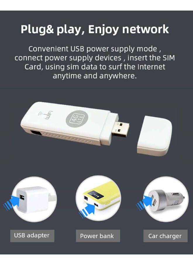General - 4G WiFi USB Mobile Dongle 150Mbps Modem Stick SIM Card Free Router, Portable WiFi Car Portable WiFi Router for Home Office - Image 1