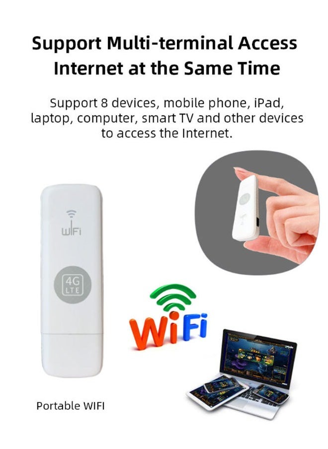 General - 4G WiFi USB Mobile Dongle 150Mbps Modem Stick SIM Card Free Router, Portable WiFi Car Portable WiFi Router for Home Office - Image 1