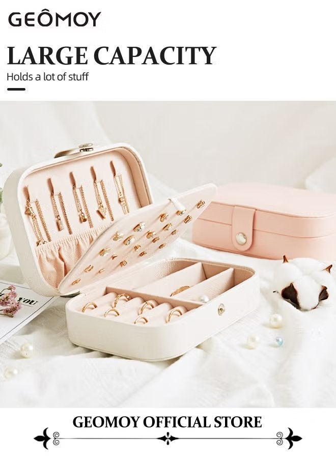 Geomoy 2PCS Fashion Simple Jewelry Case Portable Leather Earrings Plate Jewelry Box Multi-function Travel Jewelry Storage Box  - Image 2