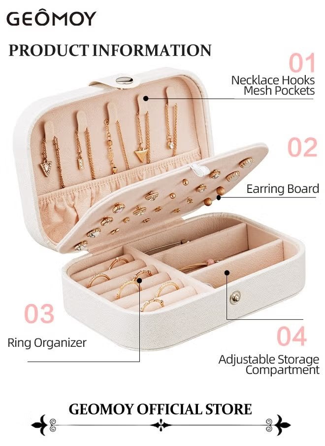 Geomoy 2PCS Fashion Simple Jewelry Case Portable Leather Earrings Plate Jewelry Box Multi-function Travel Jewelry Storage Box  - Image 3