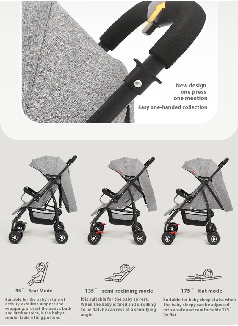 MaBaby - Multifunctional Baby Stroller, Reversible Handle Lightweight Stroller, Easy To Fold And Take, Travel Stroller For Newborn Baby Toddlers, Can Sit And Lie - Image 1
