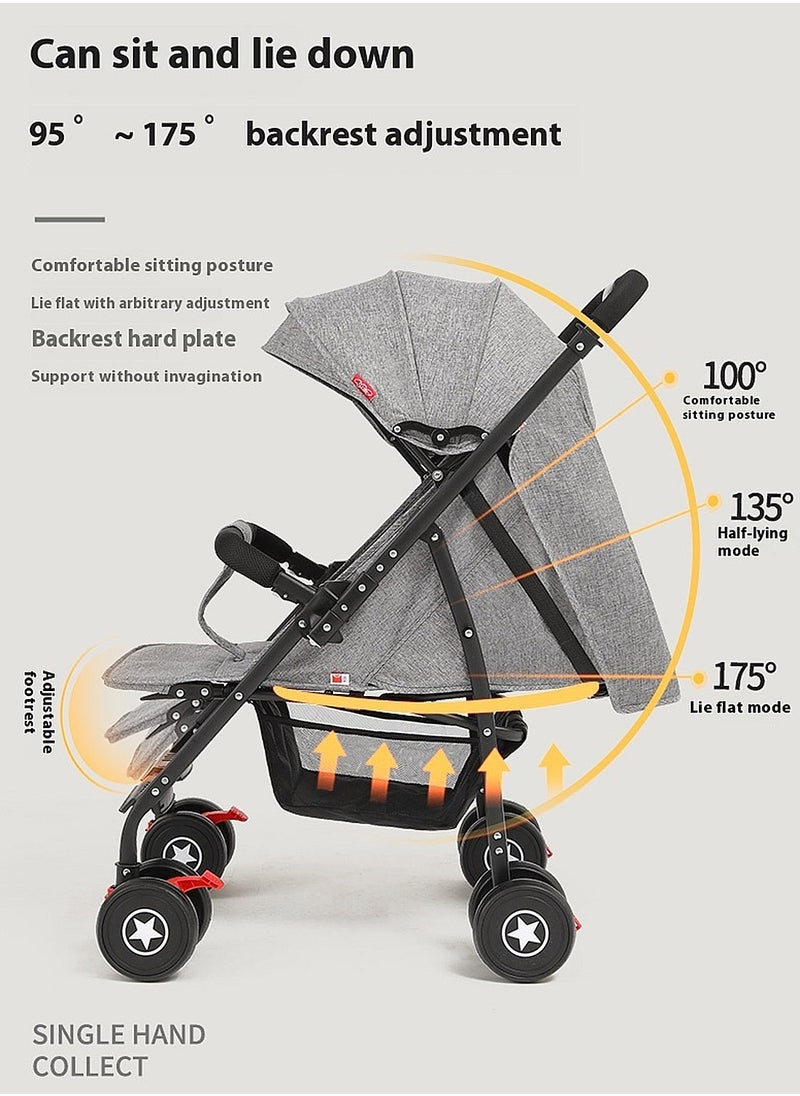 MaBaby - Multifunctional Baby Stroller, Reversible Handle Lightweight Stroller, Easy To Fold And Take, Travel Stroller For Newborn Baby Toddlers, Can Sit And Lie - Image 1