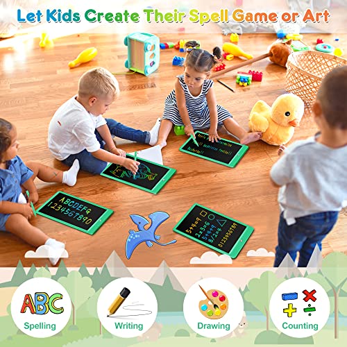 FLUESTON LCD Writing Tablet, Doodle Board Toys Gifts for 3-8 Year Old Girls Boys, 10 Inch Colorful Electronic Board Drawing Pad for Kids, Gifts for Toddler Educational Learning Travel Birthday, Green - Image 4