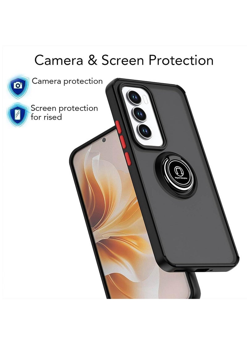 BORTONY OPPO Reno 12 5G Case Cover Rotational Metal Ring Grip Kickstand Cover Magnetic Car Mount Holder Case Shockproof TPU for OPPO Reno 12 5G - Image 3