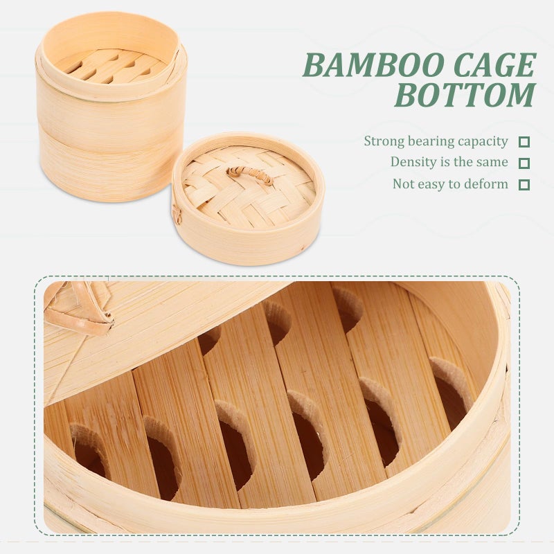Bamboo Steamer Basket With Lid For Dumplings Vegetables Bao Buns - Image 4