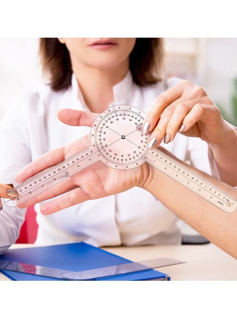 Realfrog - 12 Inch Goniometer Transparent Orthopedic Angle Ruler Plastic Goniometer 360 Degree for Body Measuring Tape Goniometer Protractor Ruler (2 pcs) - Image 1