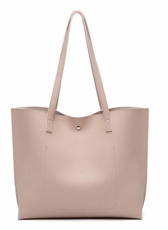 Dreubea Women's Soft Faux Leather Tote Shoulder Bag from, Big Capacity Tassel Handbag, Apricot Pink, One size - Image 2