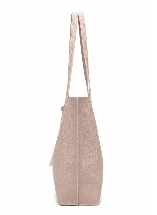Dreubea Women's Soft Faux Leather Tote Shoulder Bag from, Big Capacity Tassel Handbag, Apricot Pink, One size - Image 3