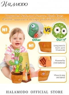 HALAMODO Dancing Talking Cactus Toy with Music Mimicking Cactus Toy for Babies and Toddlers Singing ＆ Dancing ＆ Recording Toys LED Light-Up Musical Toy with 120 Songs  - Image 3