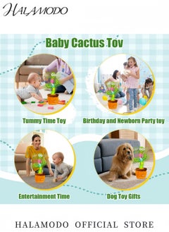 HALAMODO Dancing Talking Cactus Toy with Music Mimicking Cactus Toy for Babies and Toddlers Singing ＆ Dancing ＆ Recording Toys LED Light-Up Musical Toy with 120 Songs  - Image 5