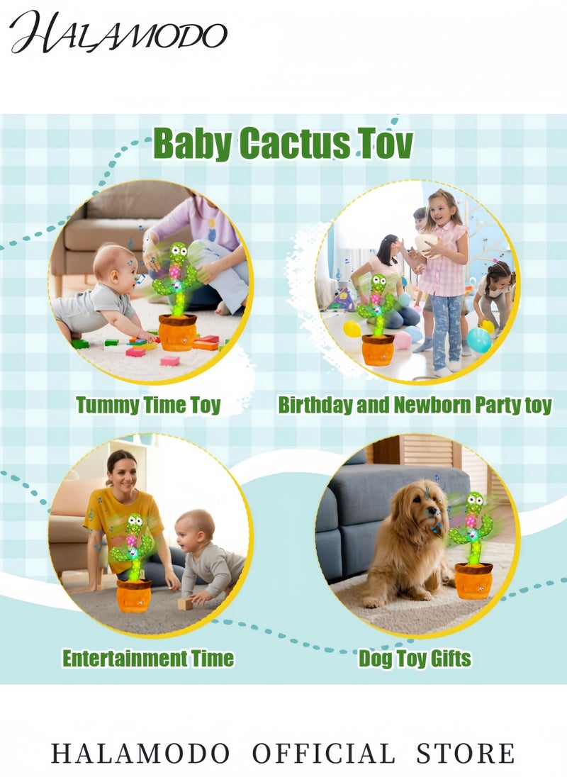 HALAMODO Dancing Talking Cactus Toy with Music Mimicking Cactus Toy for Babies and Toddlers Singing ＆ Dancing ＆ Recording Toys LED Light-Up Musical Toy with 120 Songs  - Image 5