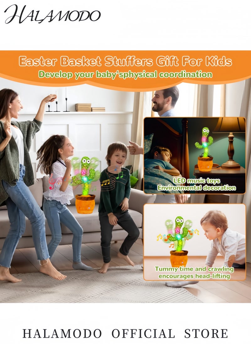 HALAMODO Dancing Talking Cactus Toy with Music Mimicking Cactus Toy for Babies and Toddlers Singing ＆ Dancing ＆ Recording Toys LED Light-Up Musical Toy with 120 Songs  - Image 4