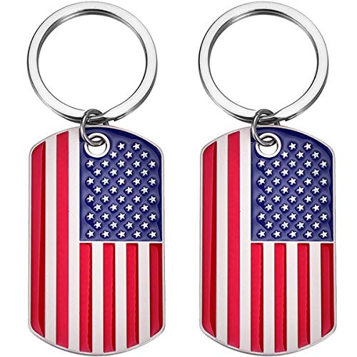 MIXJOY American Flag Keychain - 2 Pack Patriotic US Keyrings, Souvenir Gifts for 4th of July, Labor Day, and Veterans' Day Festivities - Image 1