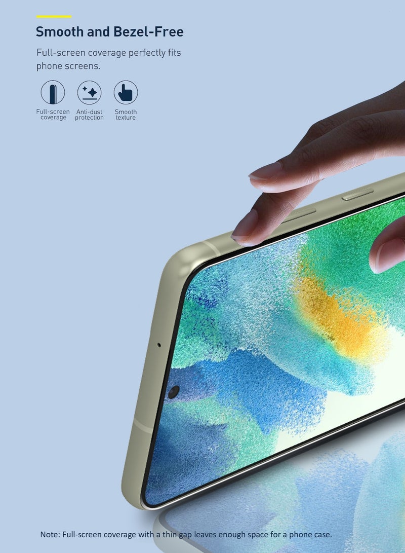 دبليو تيك جراب حواف منحنية فائق الدقة 9H صديق للبيئة ، واقي شاشة من الزجاج المقوى بالغراء الكامل لهاتف Samsung Galaxy S21 FE 5G شفاف - Image 3