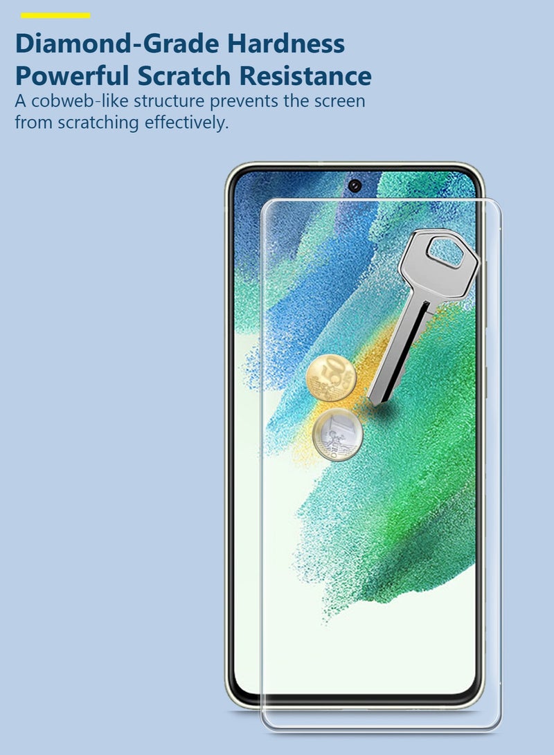 دبليو تيك جراب حواف منحنية فائق الدقة 9H صديق للبيئة ، واقي شاشة من الزجاج المقوى بالغراء الكامل لهاتف Samsung Galaxy S21 FE 5G شفاف - Image 2