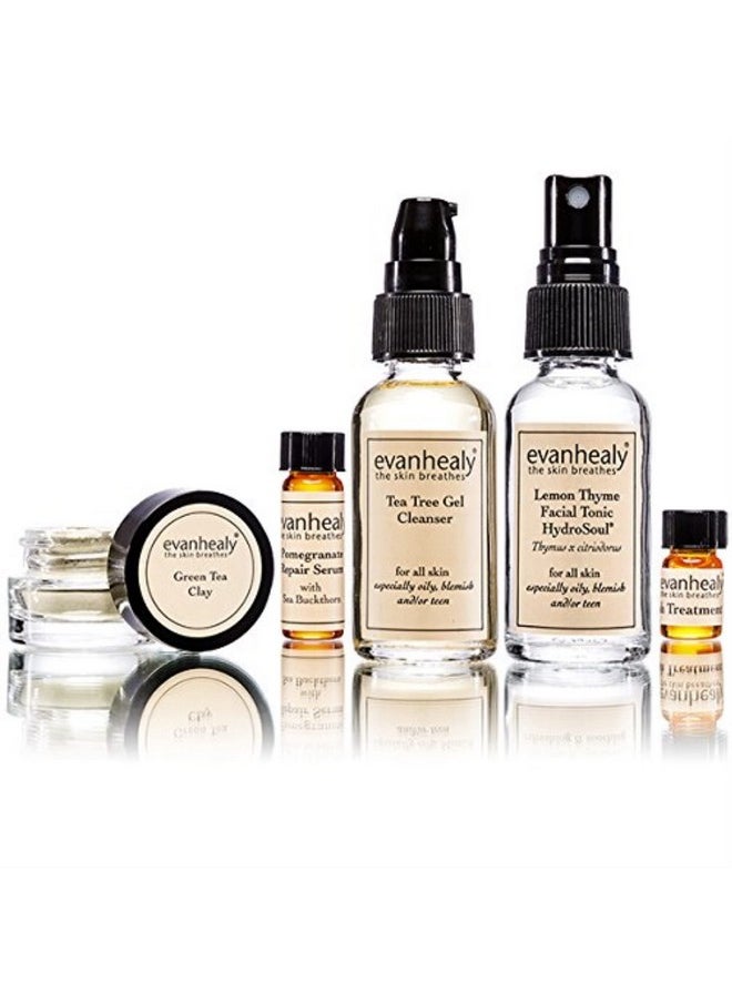 evanhealy Detoxifying Blemish Skin Care Set 5 Piece Travel Face Care Kit For Congested Skin Skincare Kit With Facial Mask & Gentle Skin Cleanser Even Skin Tone & Soothe Redness  - Image 1