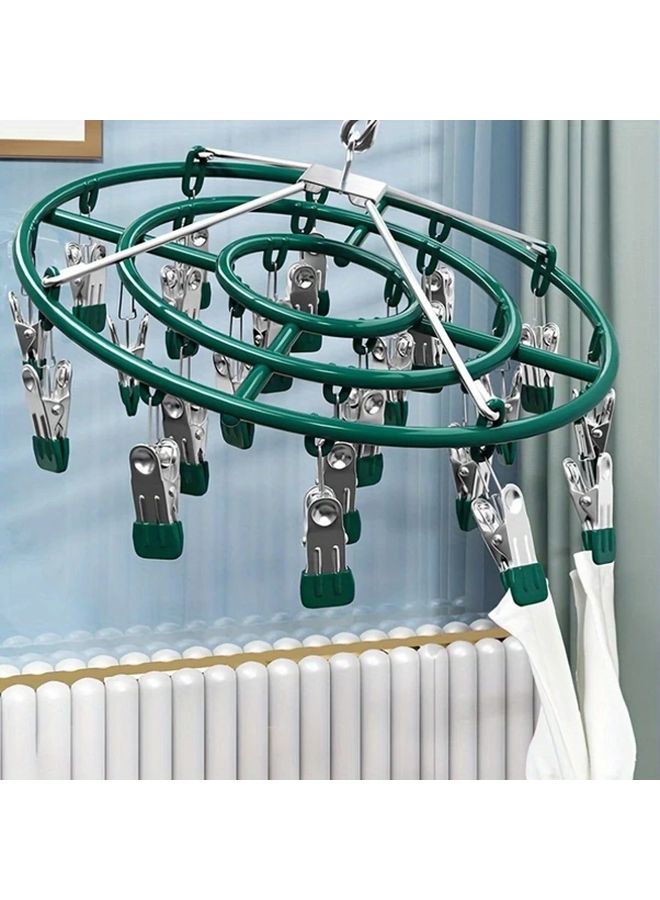 Gray Stainless Steel Sock Drying Rack 24 Windproof Clips Space Saving For Socks Underwear Towels - Image 3