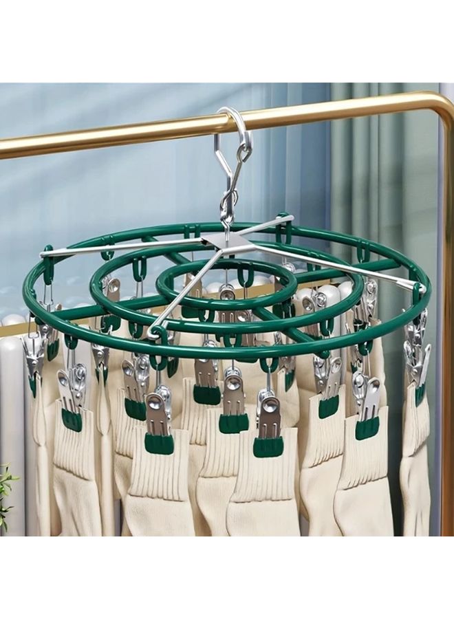 Gray Stainless Steel Sock Drying Rack 24 Windproof Clips Space Saving For Socks Underwear Towels - Image 2