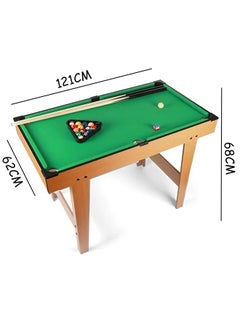 Fitness World Portable wooden billiard table for kids and adults, suitable for indoor and outdoor play. Comes with a complete set of balls, a ball triangle, and two cues. 121*62*68 cm.  - Image 2