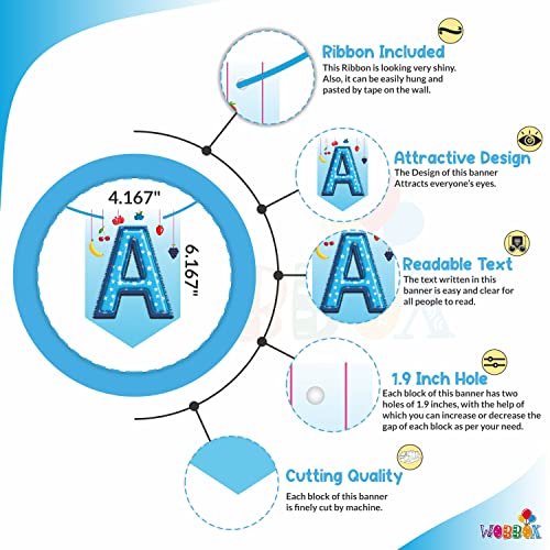 WOBBOX Annaprashan Party Props with Sky Blue Color with Flower Background Bunting Banner & Balloon, Annaprashan Decoration Item (43 Pcs Combo) - Image 4