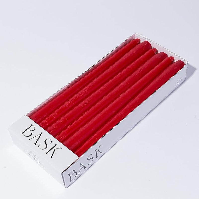 bask Red Taper Candles - Unscented Dripless Long Candles Bulk - Candle Sticks Long Burning 8 Hours - for Candlesticks, Dinner Table, Vigil, Advent, , Thanksgiving, Kwanzaa - 12 Pack,10 Inch Tall - Image 4