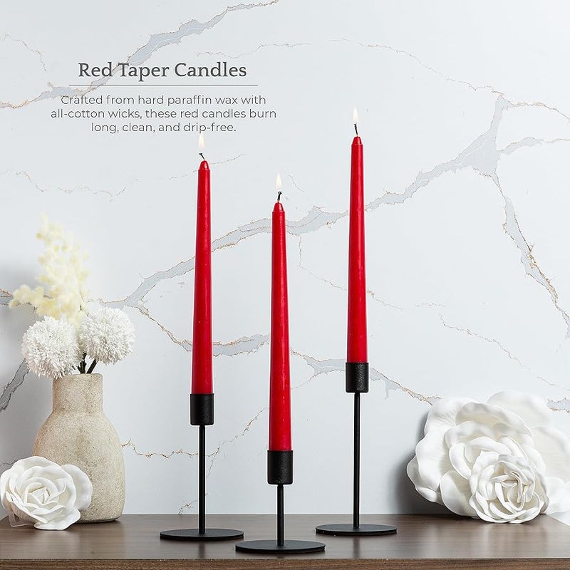 bask Red Taper Candles - Unscented Dripless Long Candles Bulk - Candle Sticks Long Burning 8 Hours - for Candlesticks, Dinner Table, Vigil, Advent, , Thanksgiving, Kwanzaa - 12 Pack,10 Inch Tall - Image 5