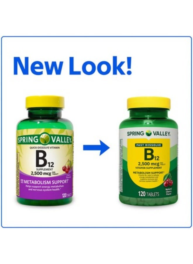 Spring Valley Vitamin B12 2500 mcg Quick Dissolve Cherry, 120 Tablets - Image 1