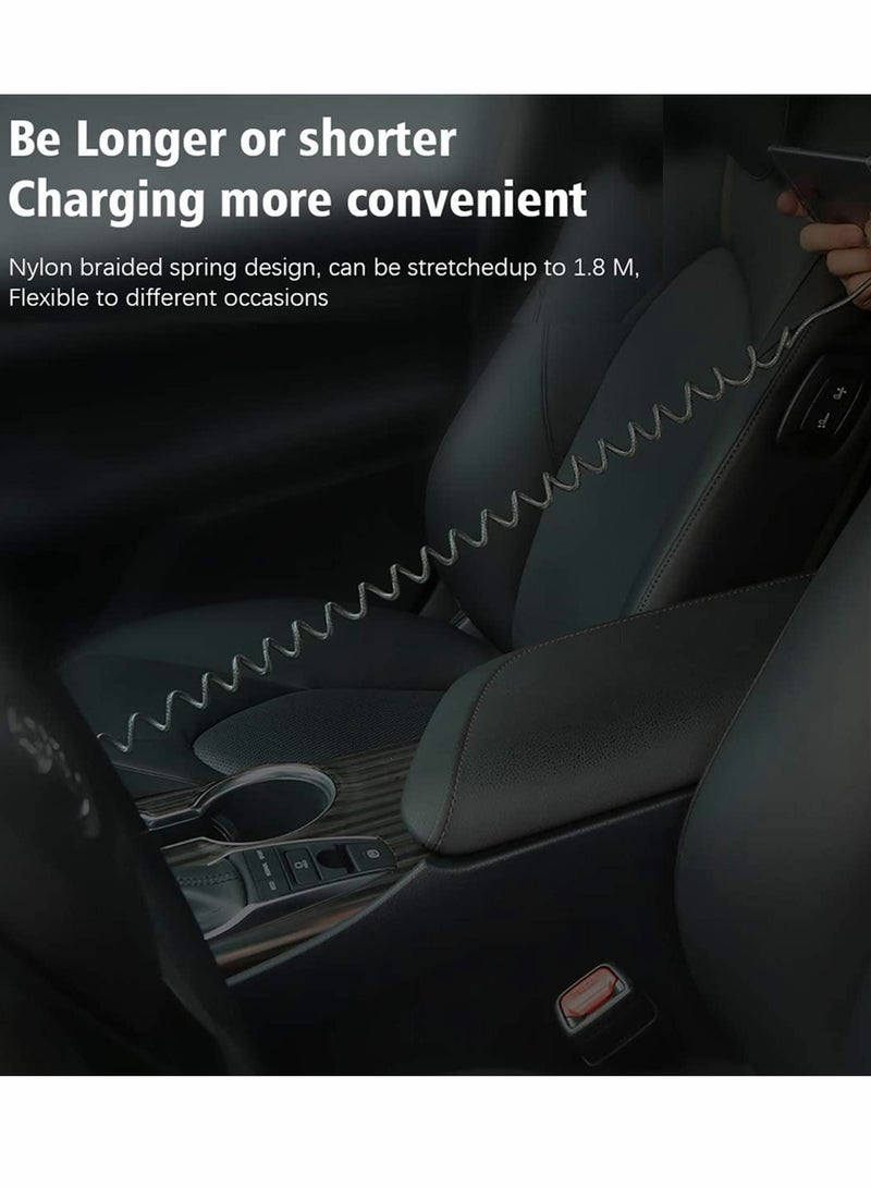 Excefore USB C Cable, 90 Degree Coiled USB A To C Charging Cable, Scalable Spring Charging Cable (40-180 cm), 15W 3A Fast Charging, High Speed Data Transfer Cable for Any C Port Device  - Image 2