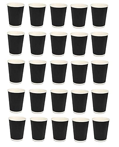 e kysa basics Ripple Paper Disposable Tea/Coffee Cups, Set of 25 pcs, 350 ml - Black - Image 5