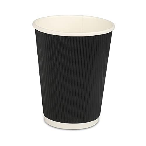 e kysa basics Ripple Paper Disposable Tea/Coffee Cups, Set of 25 pcs, 350 ml - Black - Image 3