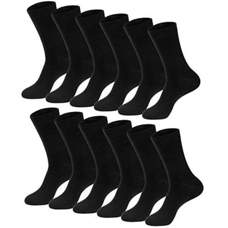 MAGIARTE Mens Dress Socks Soft Black Cotton Athletic Casual Crew Socks for Men 12-Pack (Black 12 Pairs, L) - Image 1